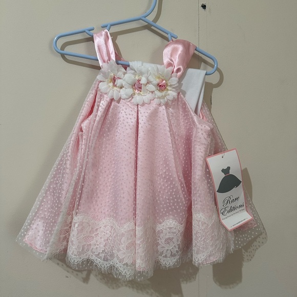 Rare Editions 24 Months Pink Floral Lace 2 Piece Dress - Picture 1 of 5
